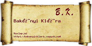 Bakányi Klára névjegykártya